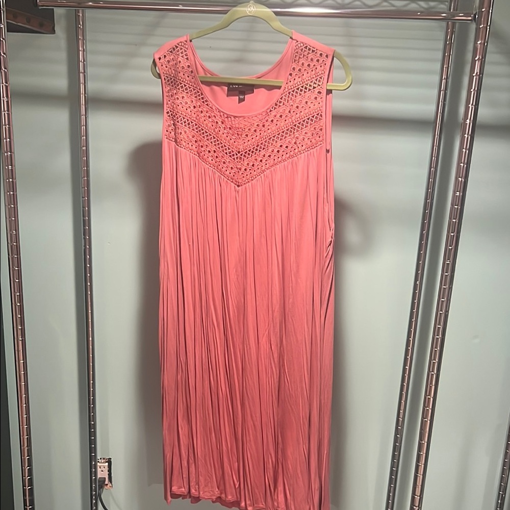 Pink Sleeveless Dress with Embellished Neckline